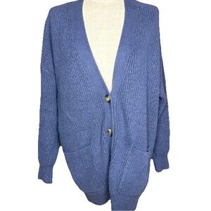 Aerie Blue Soft Knit Button Cardigan